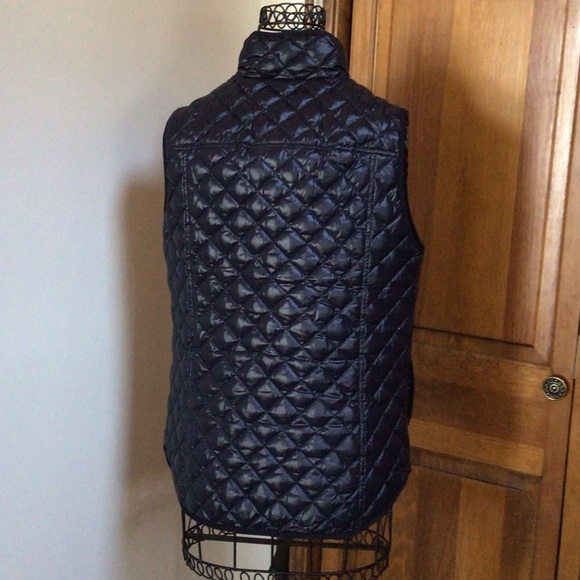 J Crew Navy Patent Down Filled vest, XS - Picture 6 of 8